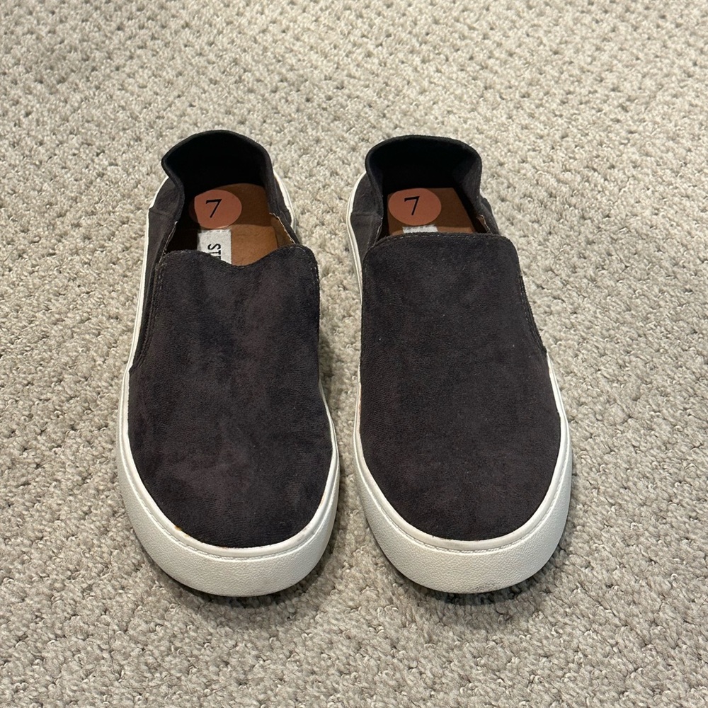 Steve Madden Charcoal Suede Slip-On Loafers
